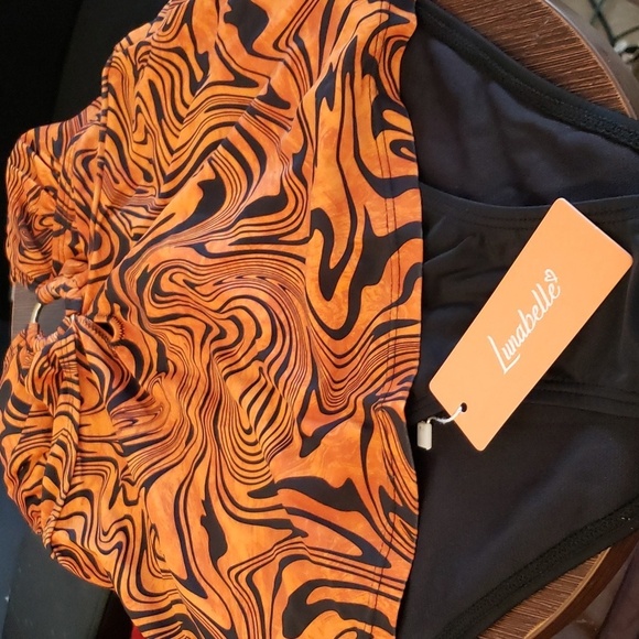 Lunabelle V Neck O-Ring Tankini Criss Cross Adjustable Straps Bathing Suit SZ M - Picture 8 of 14